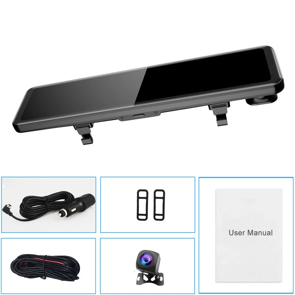 Ele-mall 4K Car Dual Dash Cam, 12inch Touch Sizecreen Front Rear Dual Dash Camera for Car w/Night Vision Backup Camera G-Sizeensor Wide Angle