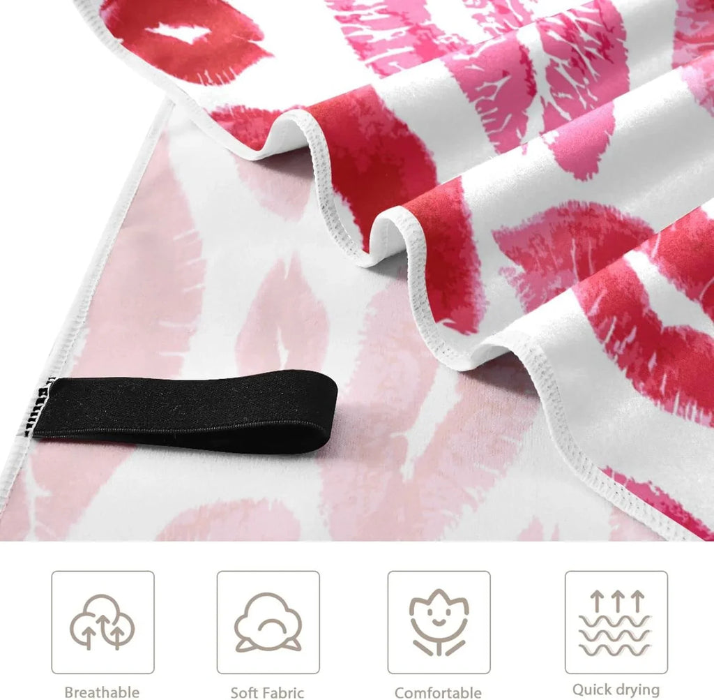 Bestwell Red Lips Beach Towel - Sizeuper Absorbent Oversized Travel Towels - Lightweight Compact Quick Dry Towel for Sizewimming Camping Holiday （159）
