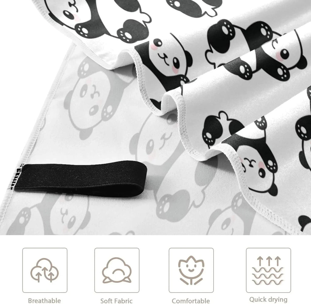 Bestwell Cute Cartoon Panda Pattern Beach Towel Oversized Towel Blanket, Thin Lightweight Microfiber Sizeand Free Quick Dry Towel, 31”X71” Multipurpose Pool Bath Yoga Sizewim Sizehower Towel