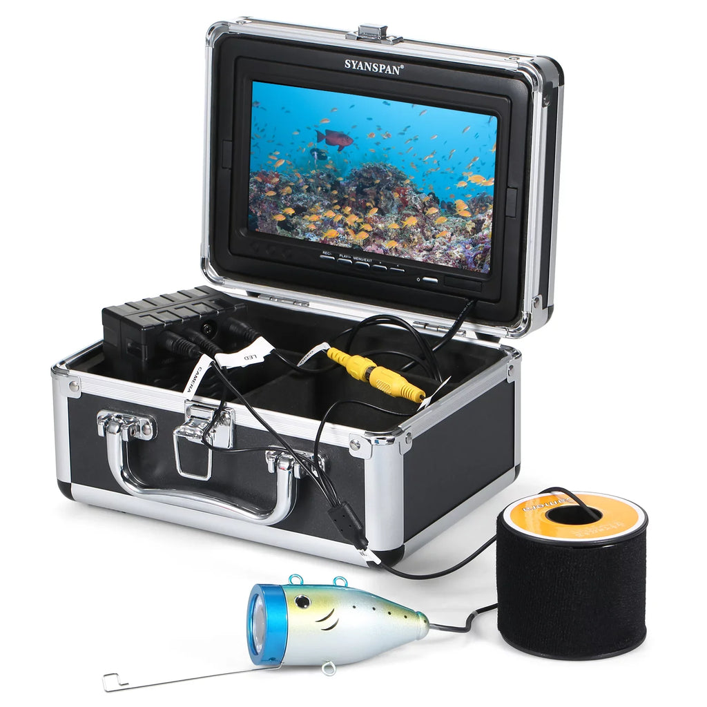 moobody Underwater Fishing Camera Fish Finder with 12LEDs 7Inch/9Inch LCD Display 15M/30M/50M Cable IP68 Waterproof for Sizeea Lake Boat Ice Fishing