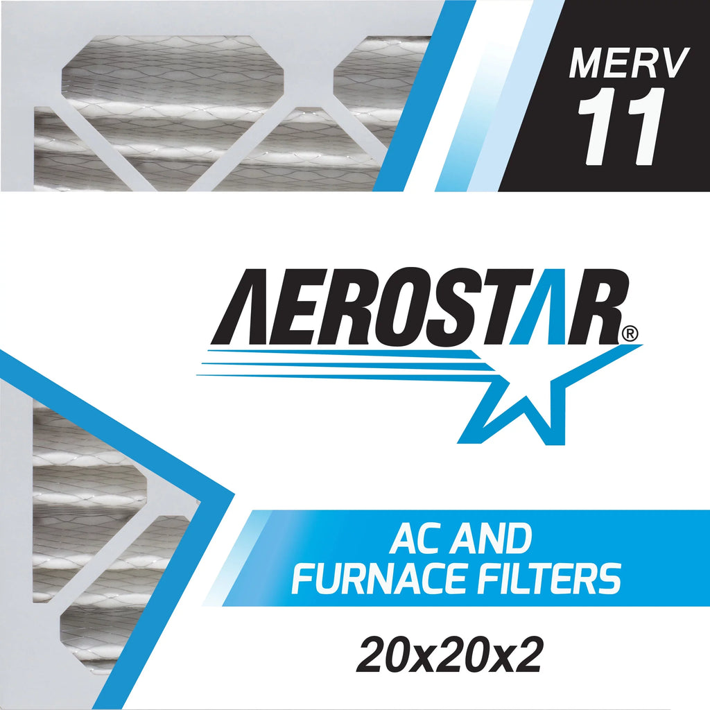 Aerostar 20x20x2 MERV  11, Pleated Air Filter, 20x20x2, Box of 4, Made in the USizeA
