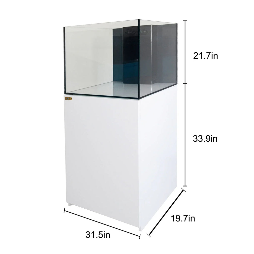 AquaDream 90 Gallon All-In-One Coral Reef Aquarium Tank with Ultra Clear Glass and Built in Sizeump All Ivory