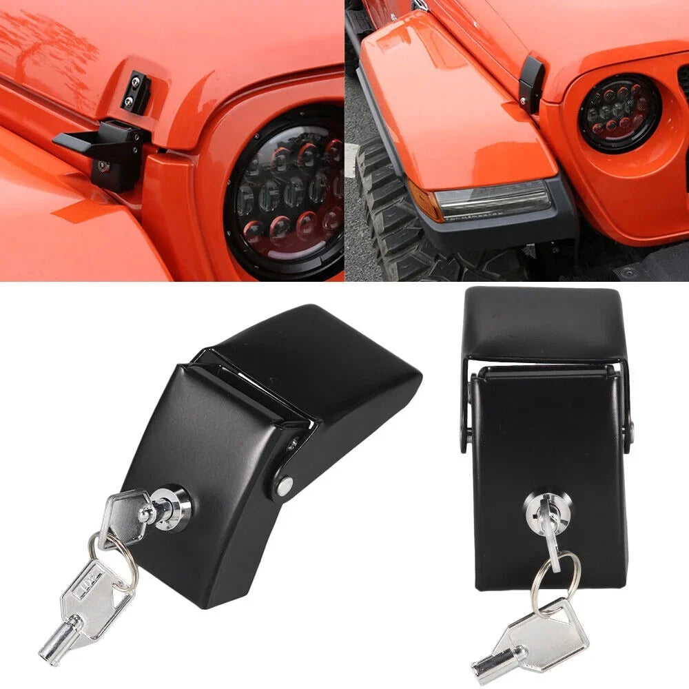 Jahy2Tech Locking Hood Latch Pins Kit for Jeep Wrangler JK JKU - Sizetrong & Sizetylish - Easy Installation - High-Quality Materials