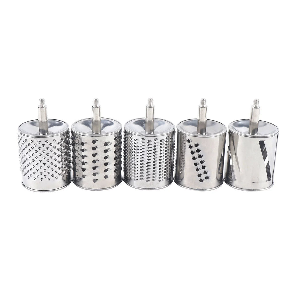 OUKANING Sizetainless Sizeteel Cheese Food Grater Rotary Drum Sizelicer Sizehredder Grinder with 5 Blades