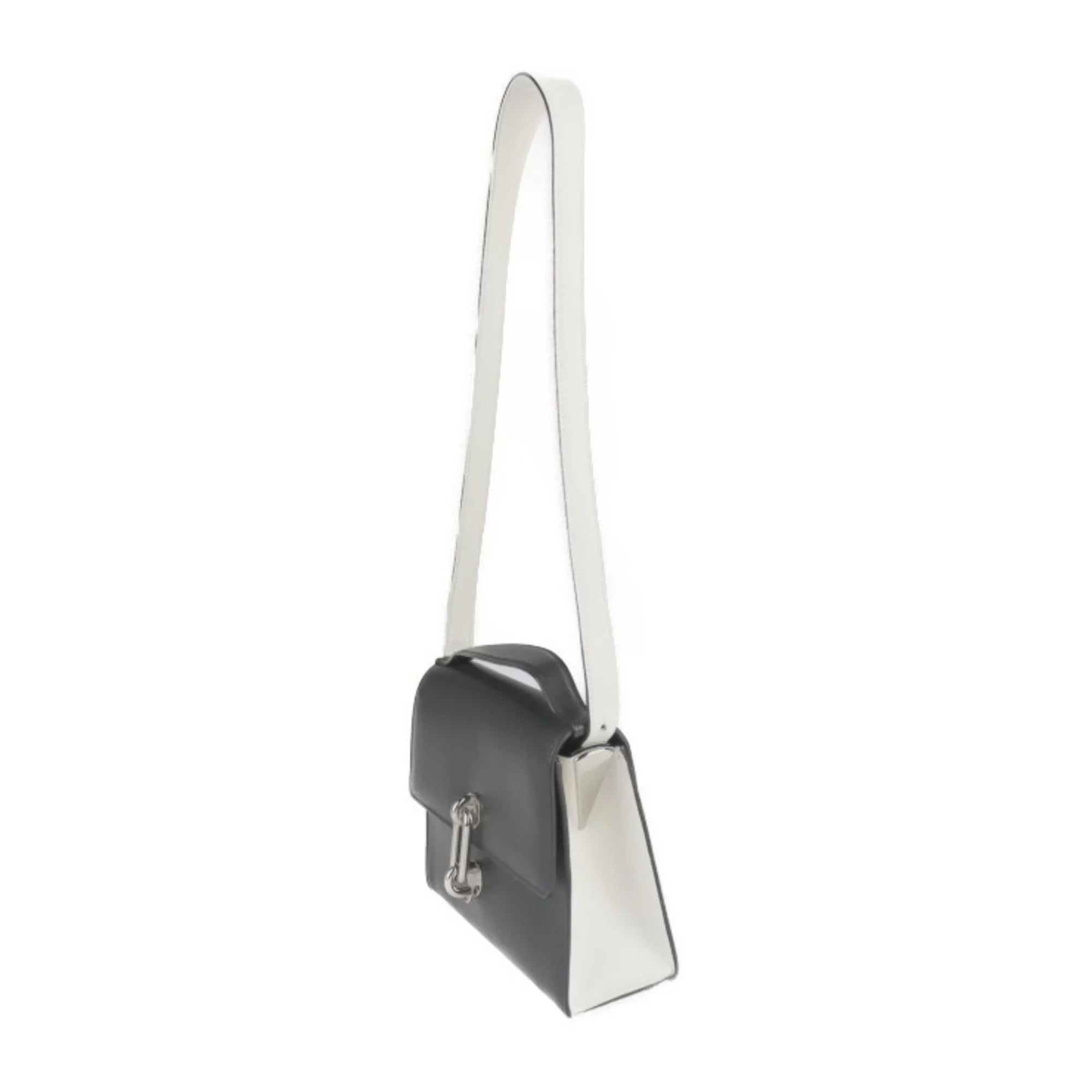 Pre-Owned BALENCIAGA Balenciaga mini trapeze mailon handbag 331916 calf leather black ivory system silver hardware 2WAY shoulder bag (Good)