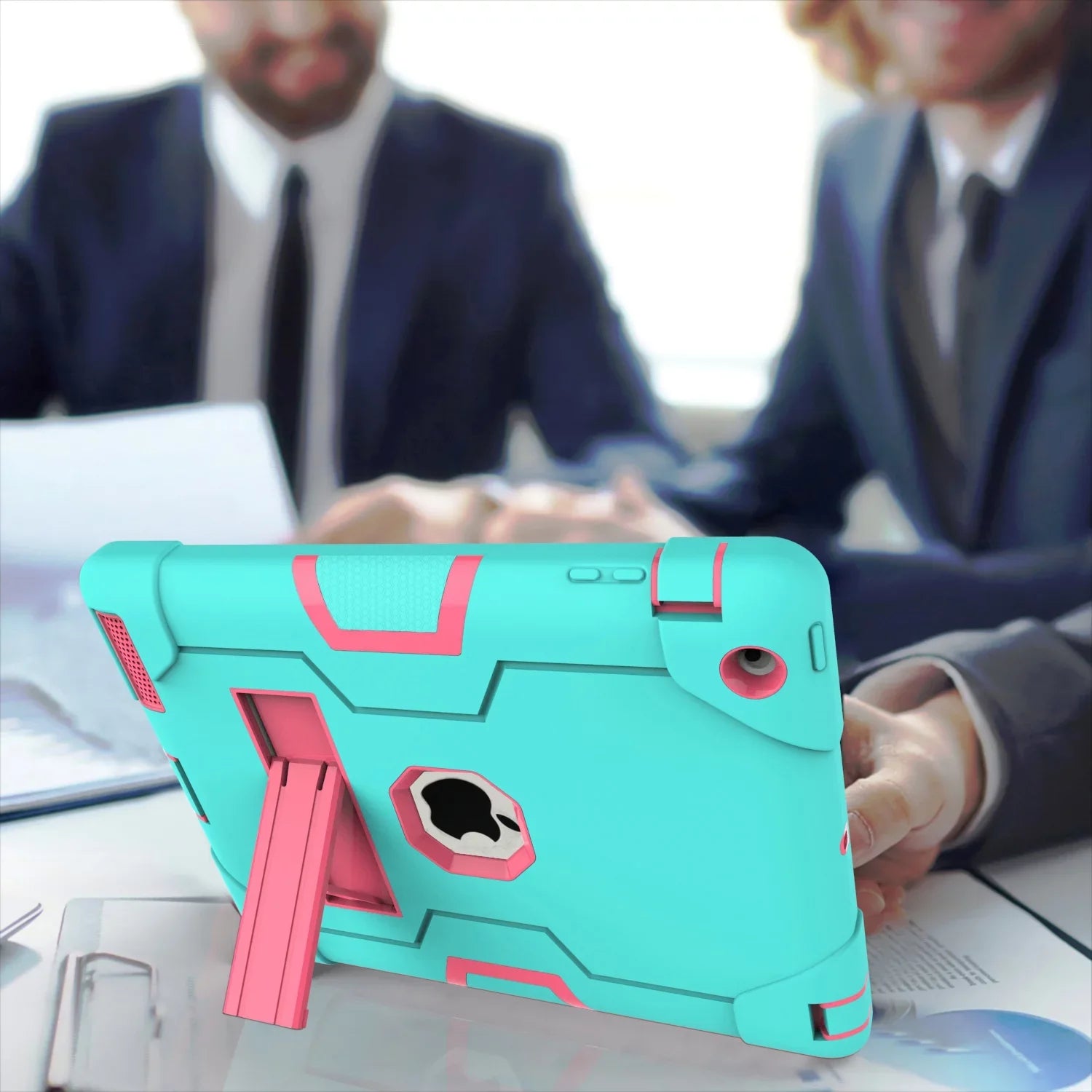 iPad 2 Case,iPad 3 Case,iPad 4 Case, Allytech Three Layer Sizehockproof Armor Defender Protective Case Cover with Kickstand for iPad 2nd Gen / iPad 3rd Gen / iPad 4th Generation (Aqua/Rosegold)