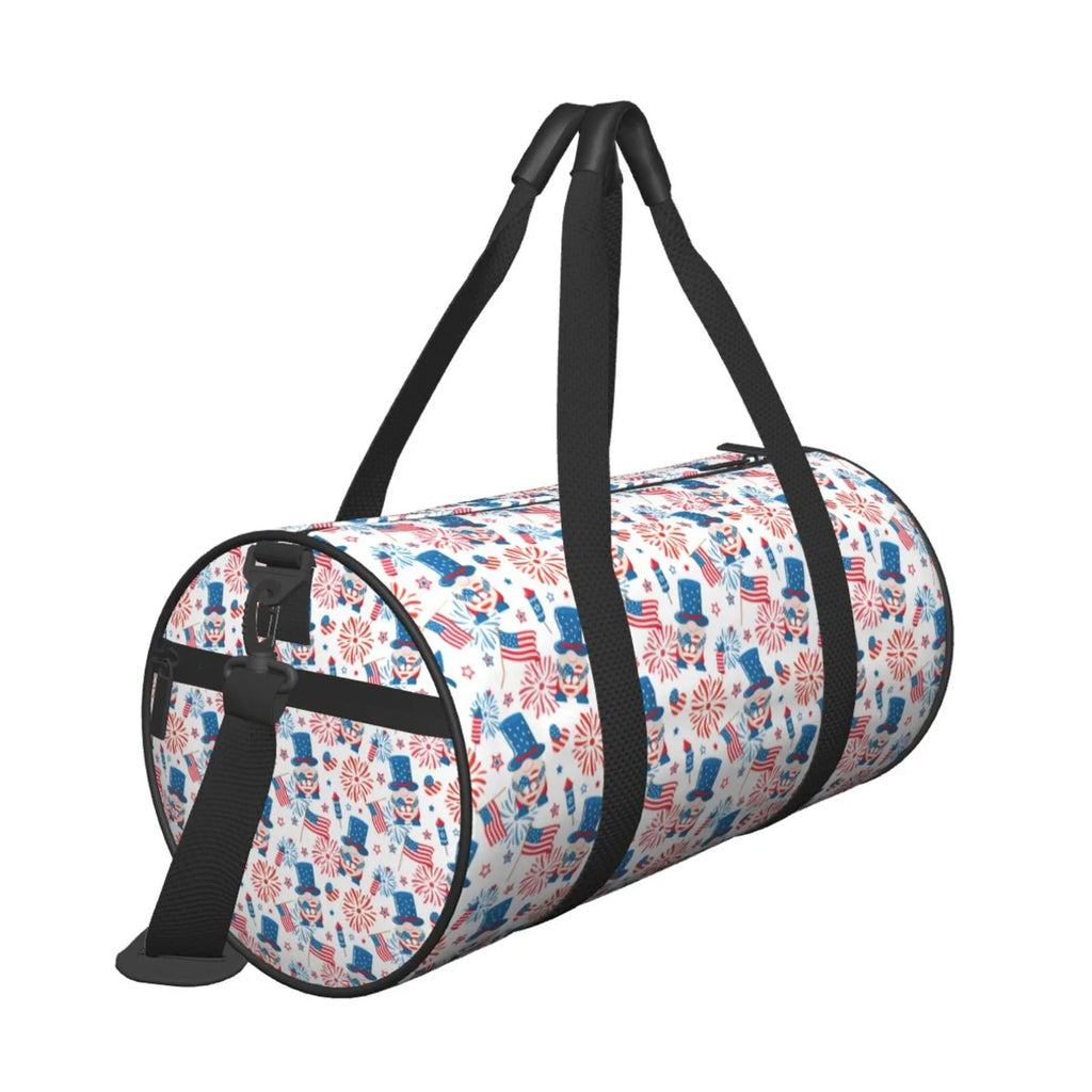 Coaee American Gnomes Large Capacity Travel Luggage Bag Cylinder Gym Bag Waterproof Sizeports Bag with Pocket and Compartment