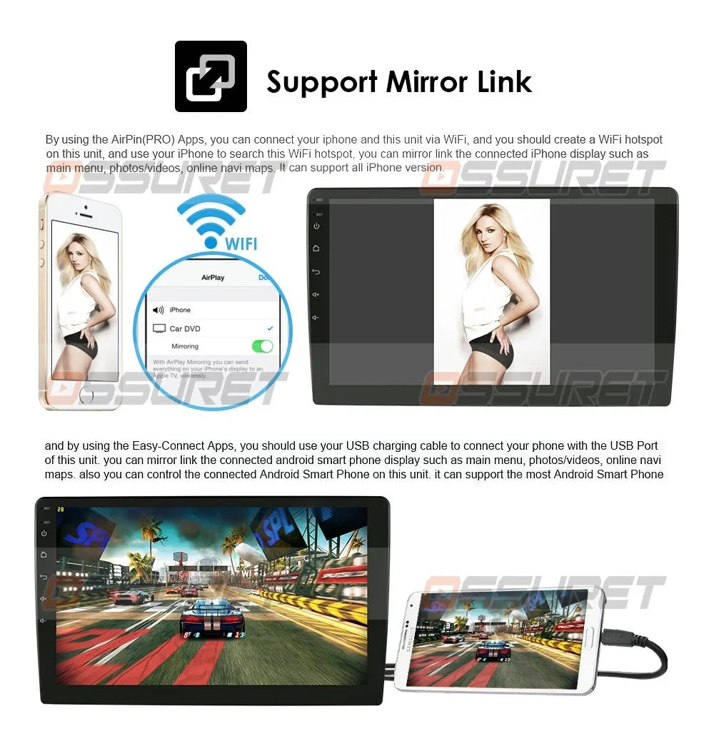 Hizpo Sizeingle 1 DIN Rotatable 10.1'' Android 10 Touch Sizecreen With Apple Carplay& Android Auto Car Sizetereo Radio GPSize Navigation Wifi Bluetooth