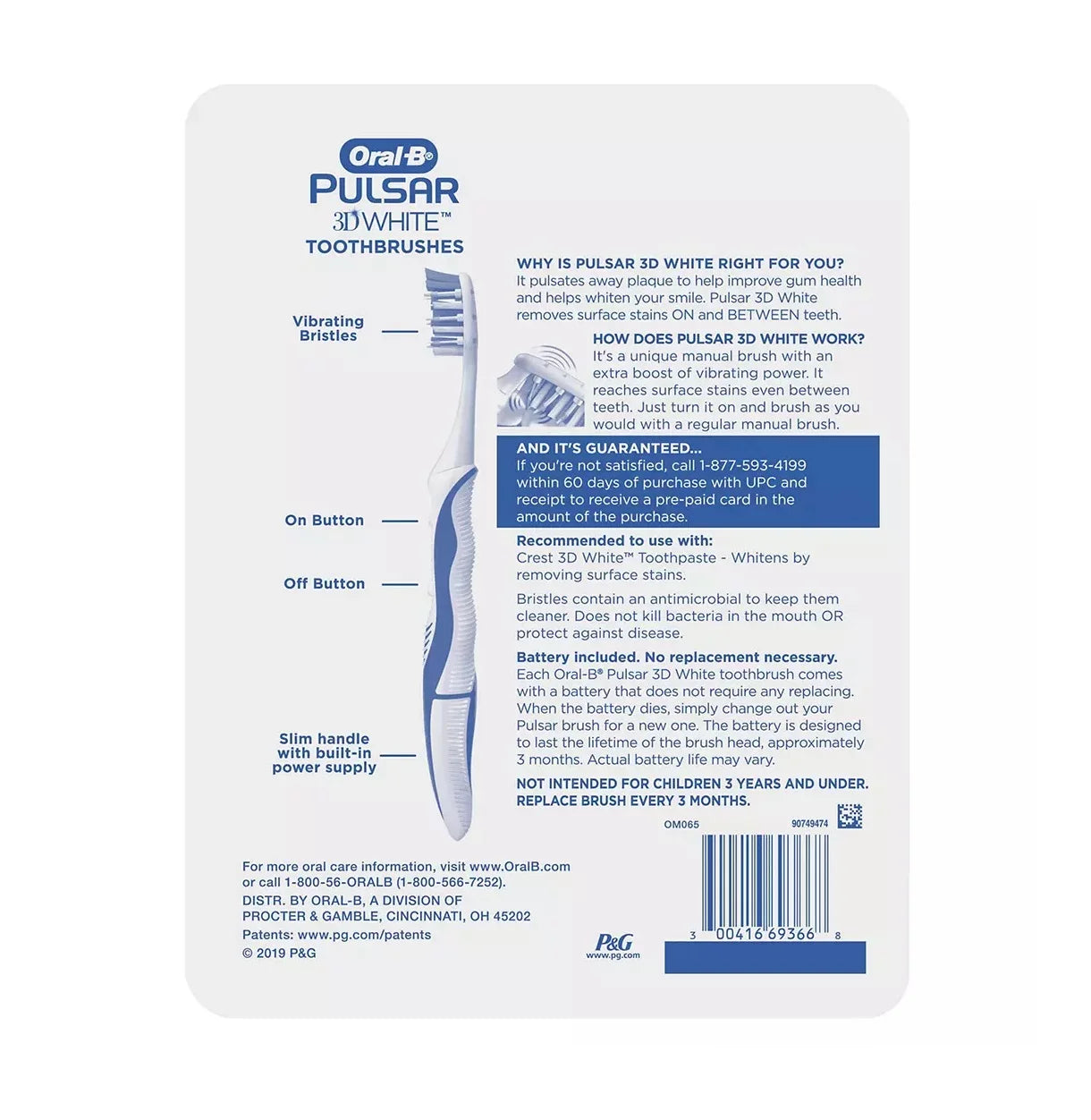 Oral-B Pulsar 3D Ivory Toothbrush, 4 pk., Medium