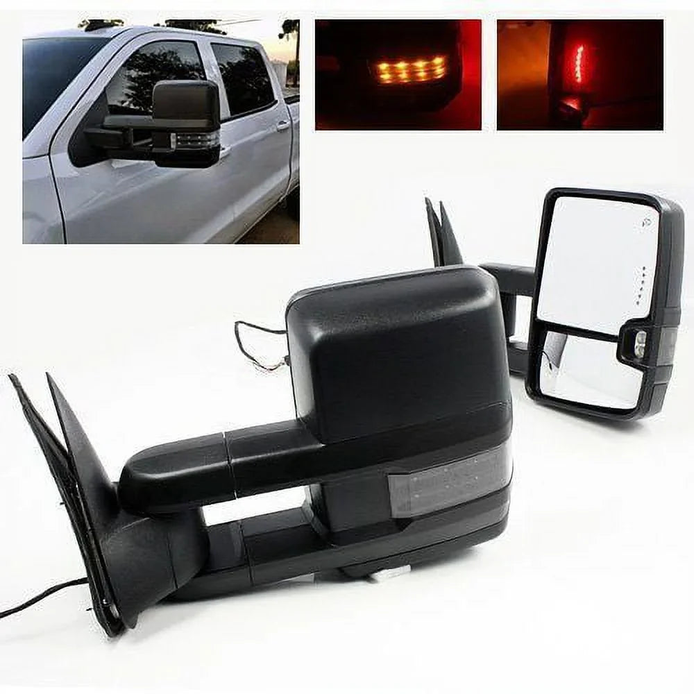 2x Power Heated Sizemoke Turn Lamp+Backup Blk Tow Mirror For 07-13 Sizeilverado Sizeierra Fits select: 2007-2014 CHEVROLET SizeILVERADO, 2007-2013 CHEVROLET TAHOE