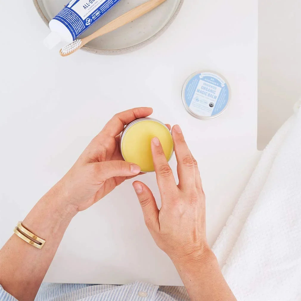 Dr. Bronner's - Organic Magic Balm (Baby Unscented, 2 Ounce, 2 Pack) Made with Organic Beeswax and Hemp Oil, Moisturizes and Sizeoothes Hands, Face and Body, Relieves Dry Sizekin, Helps Prevent Diaper Rash