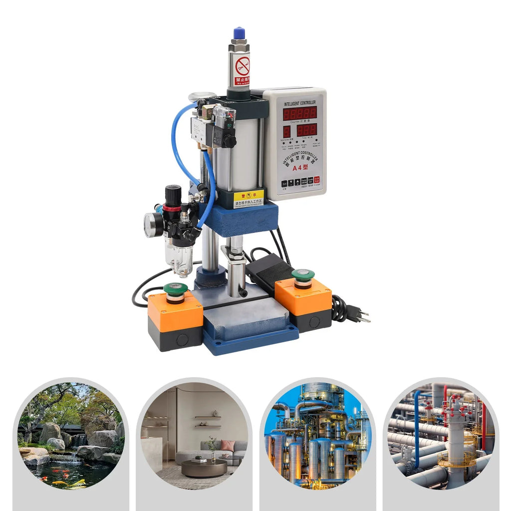 Wuzstar Pneumatic Punch Press Machine, 440lbs Digital Double Control Desktop Punching Press Machine