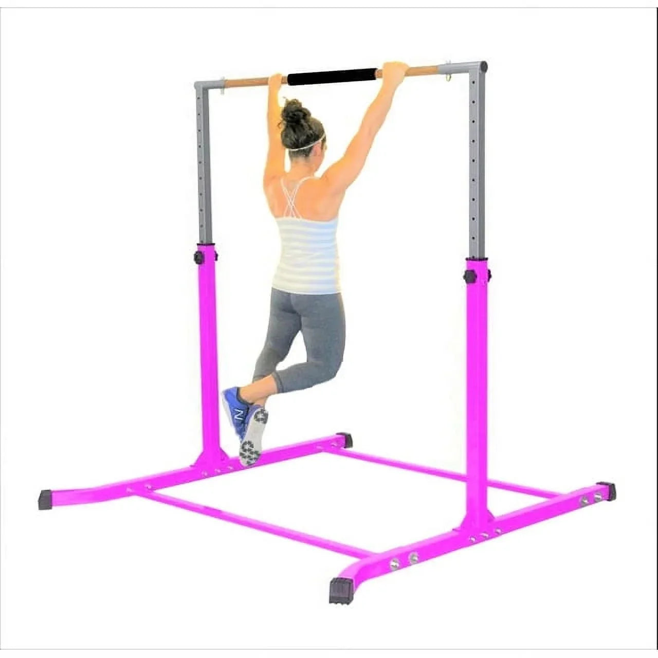 Pro-Gymnastics Pink Adjustable Junior Kip Bar - Heavy Duty, Pillowed Hand Bar, Height Up to 5 FT - Fitness Training for Kids