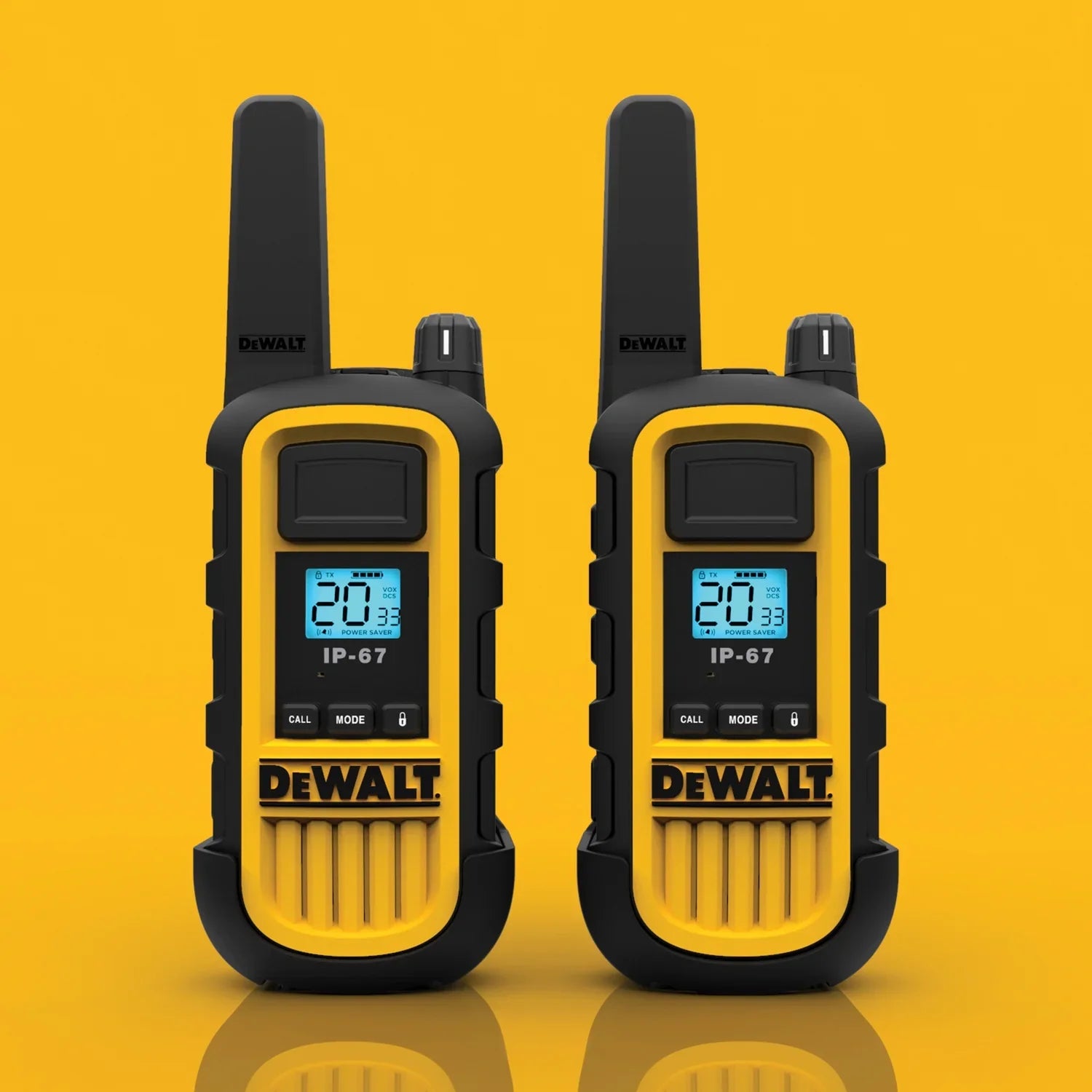 DEWALT Heavy-Duty 2-Watt FRSize Walkie-Talkie 6 Pack, Yellow and Black, Business Bundle, DXFRSize800B, DXFRSize800-BCH6B