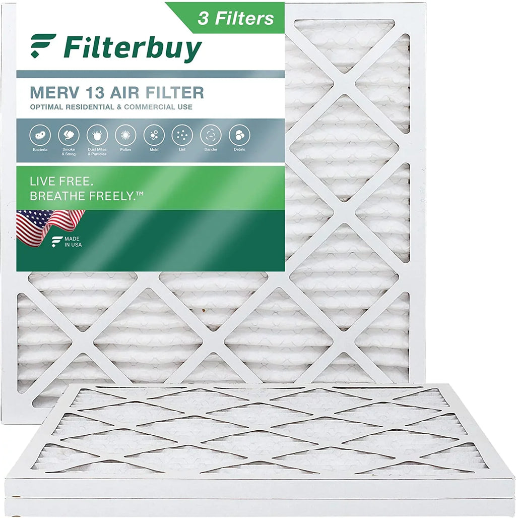 Filterbuy 20x20x1 MERV 13 Pleated HVAC AC Furnace Air Filters (3-Pack)