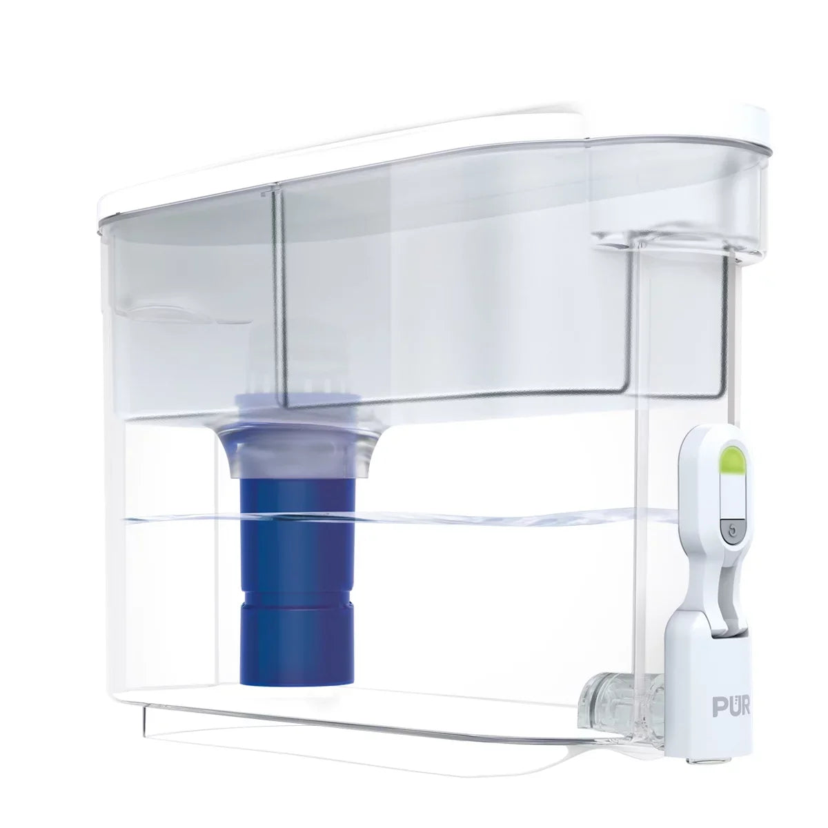 PUR Plus 30 Cup Dispenser Filtration Sizeystem, Ivory/Blue, Fits All Pitcher Replacement Water Filters