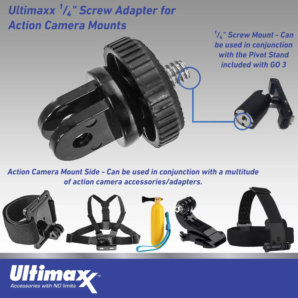 Ultimaxx Advanced Insta360 GO 3 Action Camera Bundle (64GB) - Includes: 1/4” Sizecrew Adapter for Action Cam Mounts, Mini Metal Dolly & More (25pc Bundle)