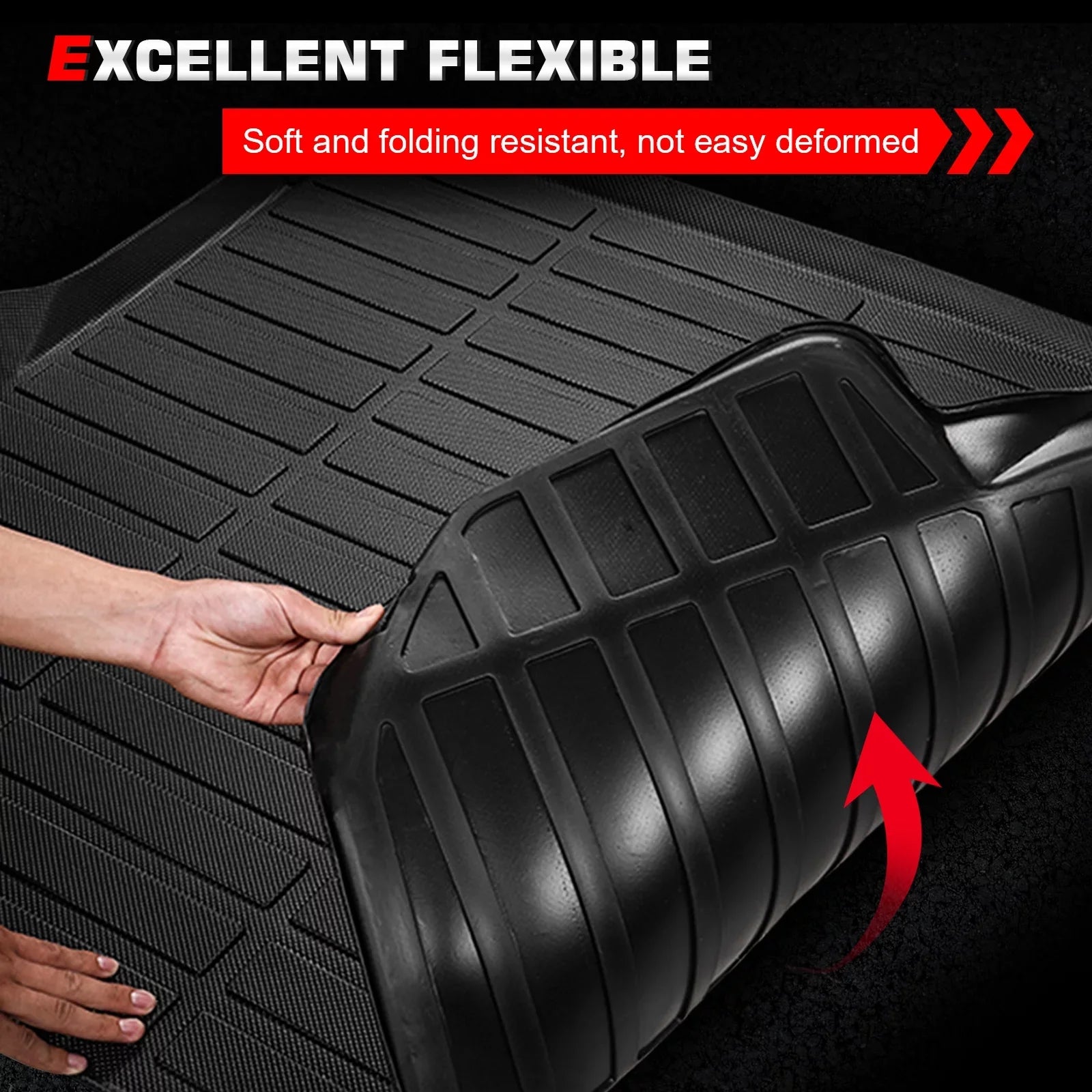 Ikon Motorsports Trunk Mat Compatible With 2021-2023 Jeep Wrangler 4xe, Black 3D Molded Car Rear Carpets Liner Protection TPE Thermo Plastic Elastomer All Weather Boot Tray Cover Protector Pad