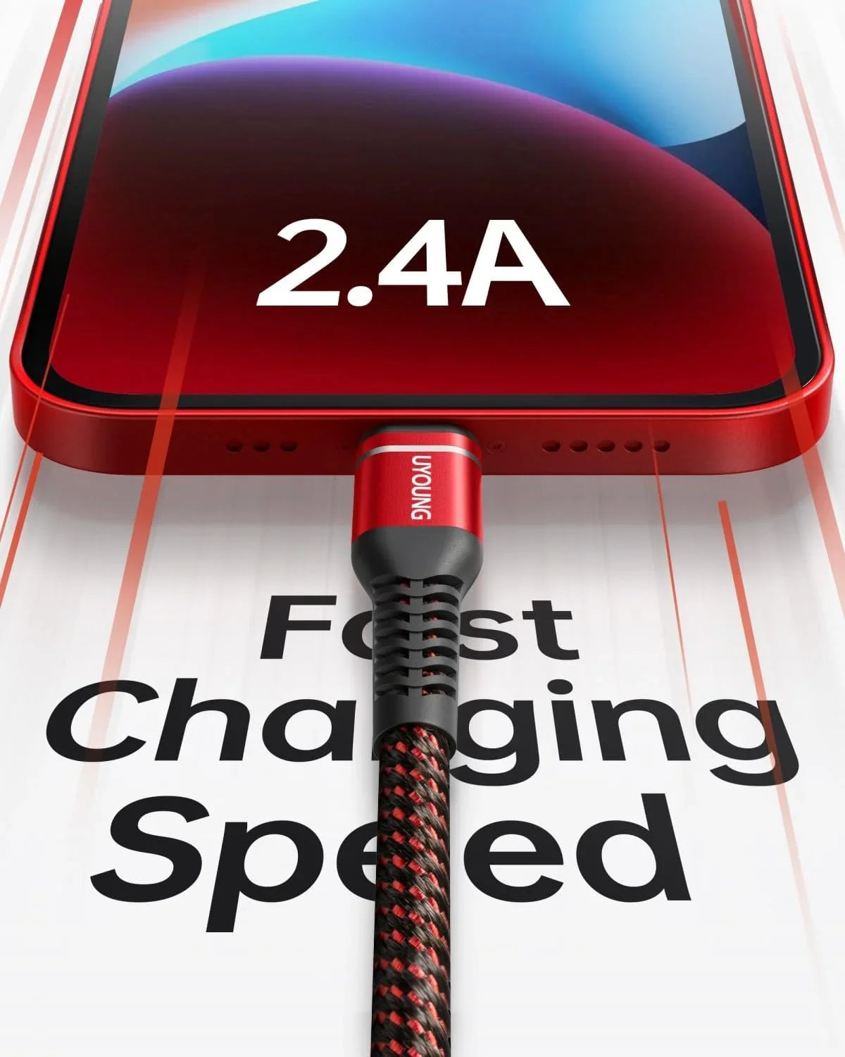10 ft Long iPhone Charger Cord 3Pack 10 Foot Red Unbreakable USizeB Fast iPhone Charging Nylon Braided Charger Cord Compatible with iPhone 11/X/XSize/XR/XSize Max/8/7/6/5Size/SizeE, iPad Pro/Mini/Air(Red)