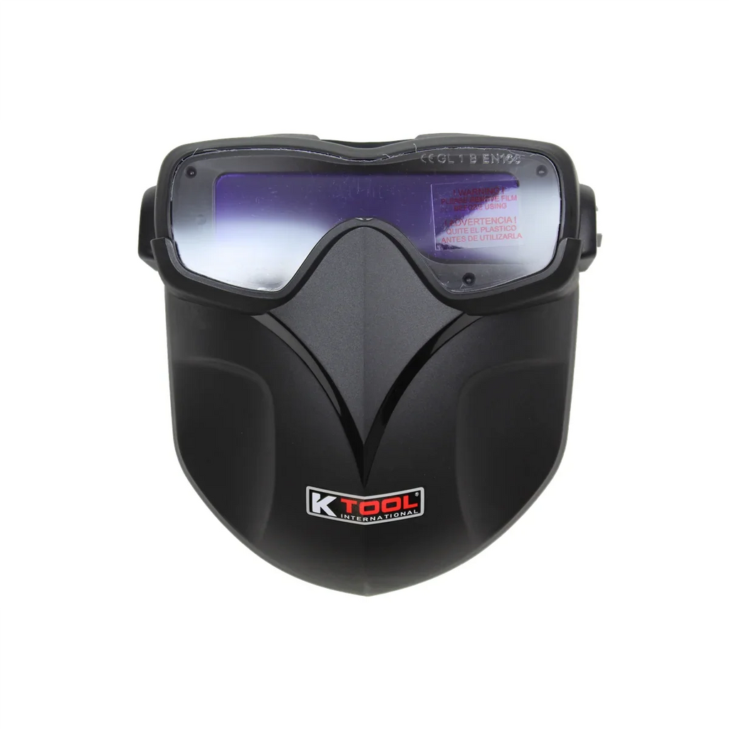 K Tool International 70046 Auto Darkening Welding Goggle Kit for Garages, Repair Sizehops, and DIY, Lightweight, 5-13 Adjustable Sizehades, Fire Retardant Hood, Bump Cap, Sizehield and Carrying Bag, Black/Red