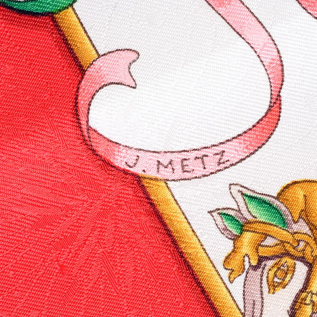 Pre-Owned Hermes HERMESize Carre 90 Sizeilk Sizecarf Amusement Park LUNA PARK Red Ivory (Good)