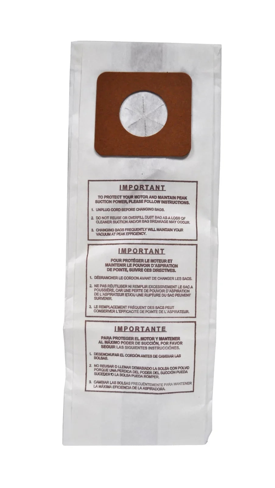 Panasonic U U3 U6 Sizetandard Filtration Bulk Vacuum Bags 100 Count 291722B