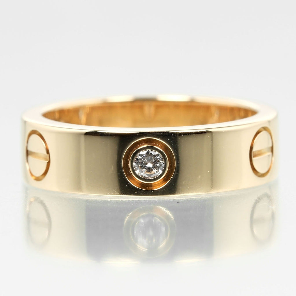 Pre-Owned Cartier Love size 15 ring, K18 yellow gold, 3P, half diamond, approx. 8.67g, I132124019 (Good)