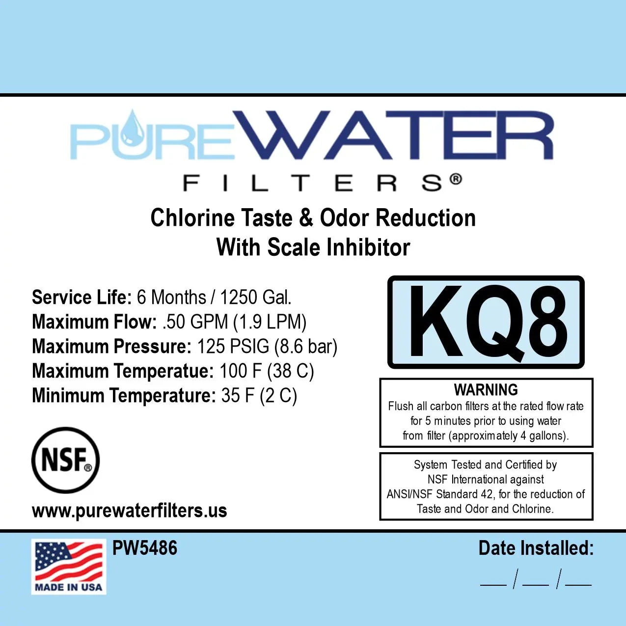 Keurig KQ8A Water Filter Sizeystem for Direct Water Line Plumb Kit Hookup For Models B150P, K150P, K155P, K2500, K3000, K3000SizeE, B3000, B3000SizeE, K3500, K4000