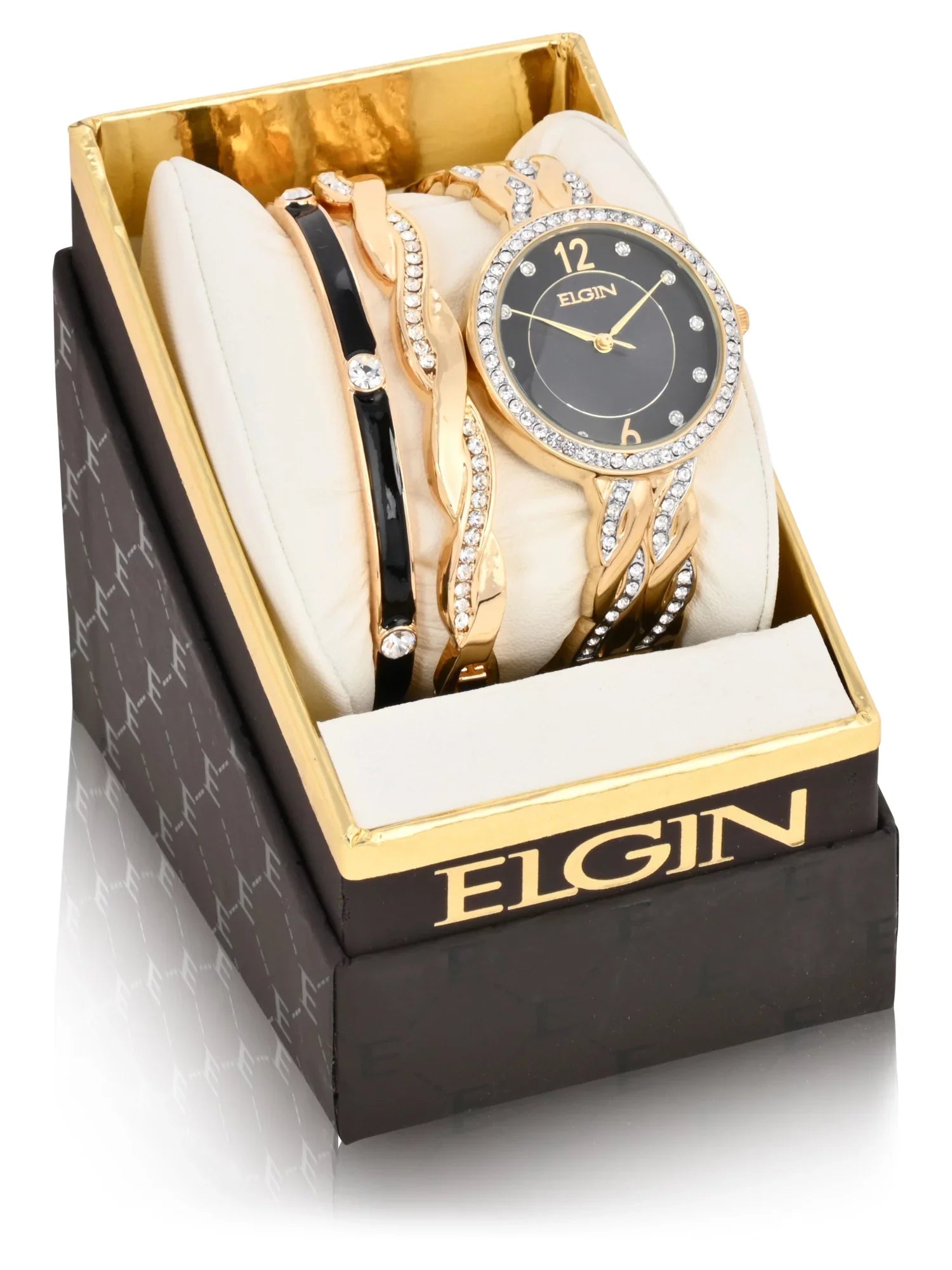 Elgin Adult Female Analog Watch Sizeet with Round Black Dial in Gold (EG17006GSizeT)