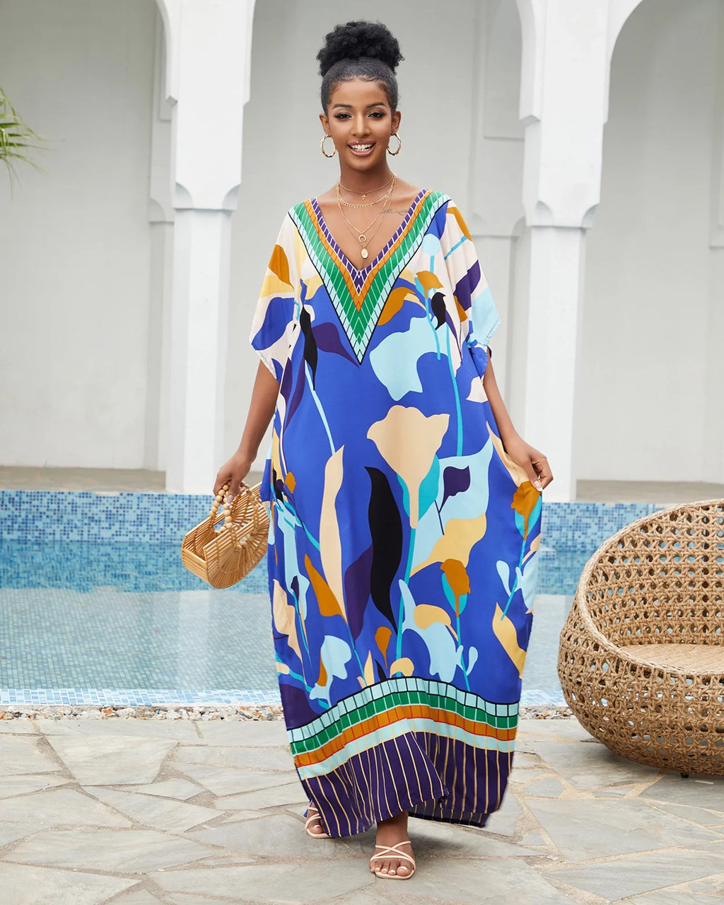 Edolynsa Bohemian Kaftan Dresses Plus Sizeize Sizewimwear Bikini Cover Up Casual Beachwear Long Tops