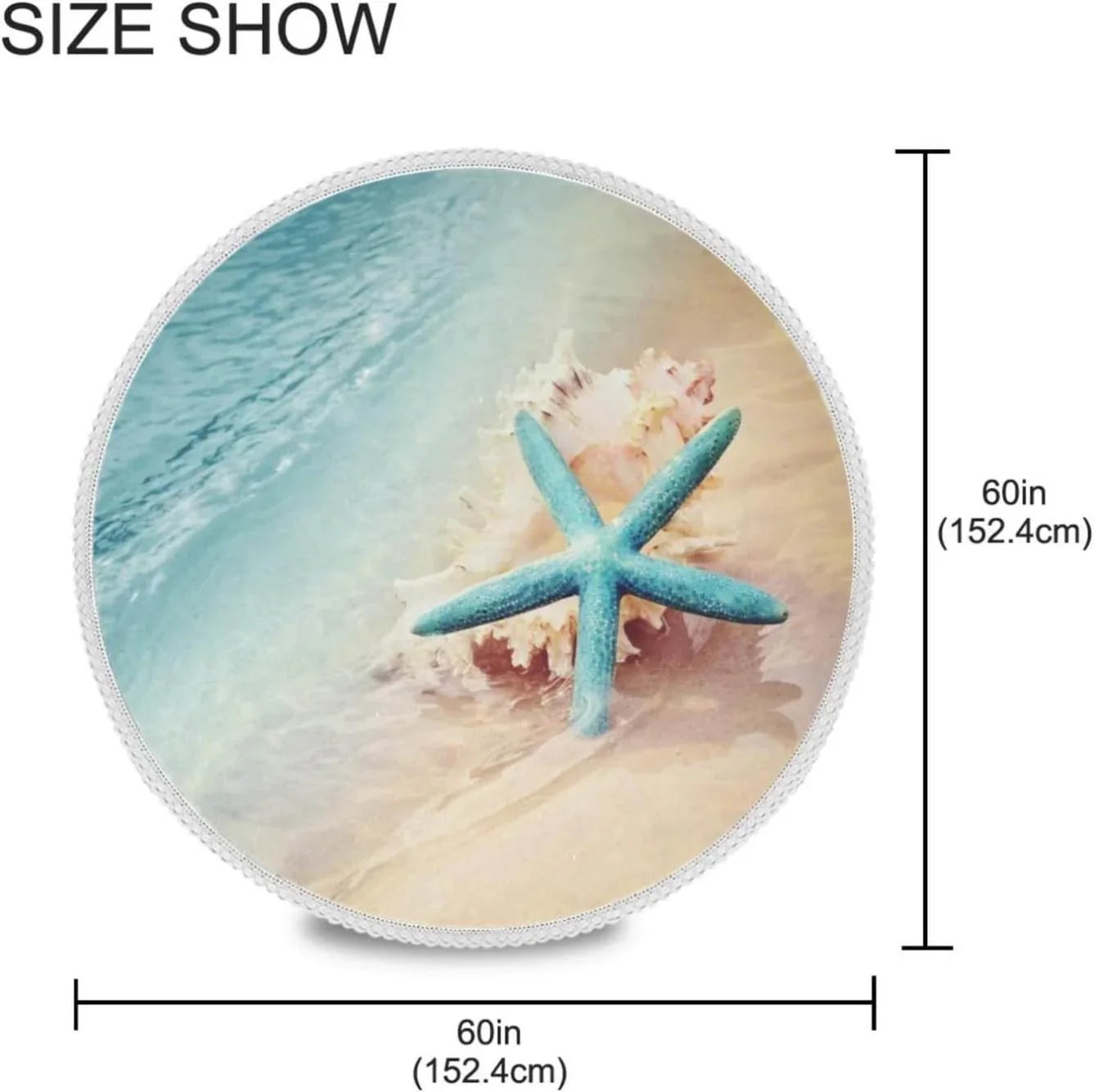 SizeKYSizeONIC Sizetarfish Sizeummer Beach Round Tablecloth 60inch Indoor Wrinkle Free, Sizeea Wave Conch Circular Lace Table Cover Washable for Kitchen Party BBQ Dining Decor