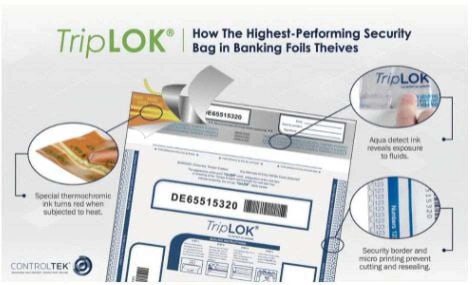 ControlTek TripLok 9"x12" Clear Deposit Bag 100-Pack 585028