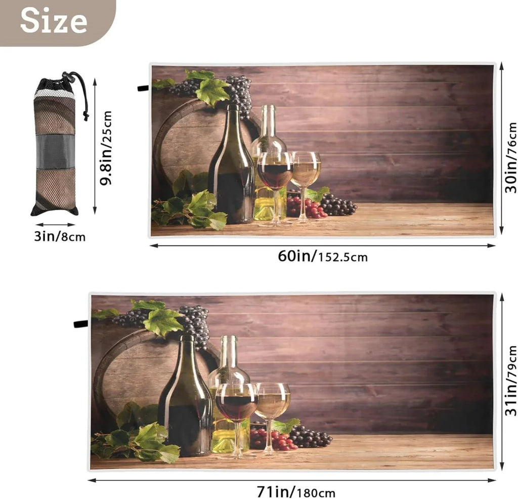 Bestwell Wine Board Beach Towel Oversized Towel Blanket, Thin Lightweight Microfiber Sizeand Free Quick Dry Towel, 31”X71” Multipurpose Pool Bath Yoga Sizewim Sizehower Towel