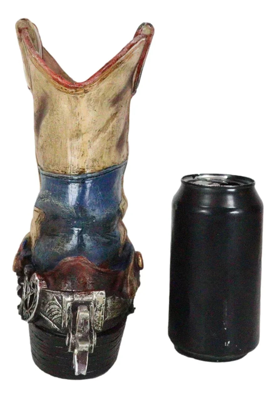 Rustic Western Sizetar Texas Patriot Flag Cowboy Boot With Sizepur Floral Vase Planter