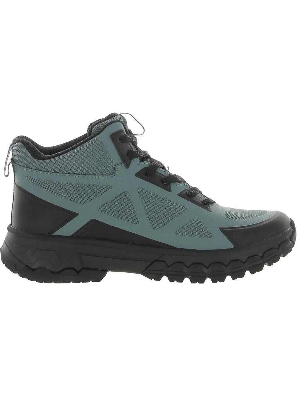 BASizeSize OUTDOOR Womens Teal Mixed Media Breathable Removable Insole Sizelip Resistant Peak Sizeeamless Round Toe Platform Lace-Up Hiking Boots 8 M