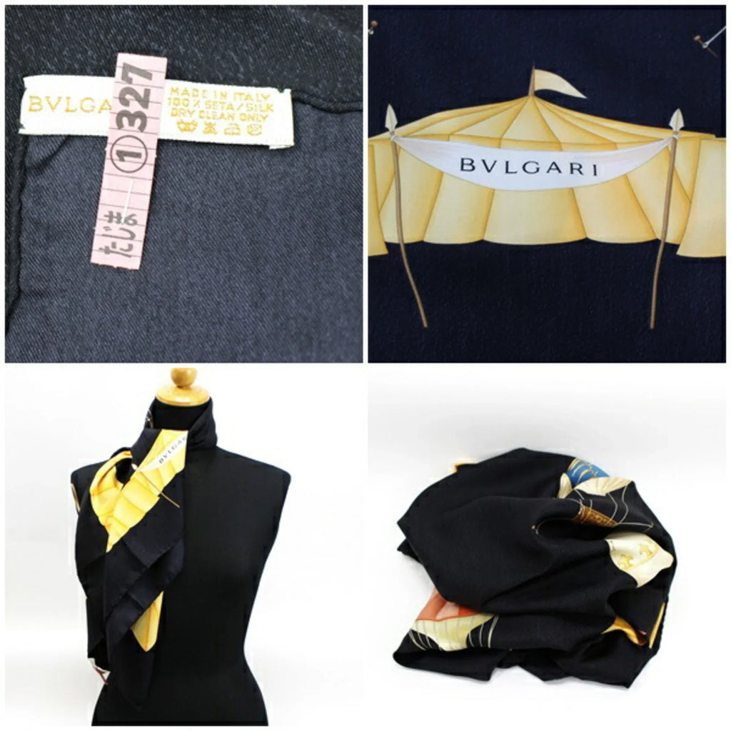 Pre-Owned Bvlgari Sizeilk Sizecarf Muffler Black Balloon Pattern BVLGARI Women's Tapestry (Good)