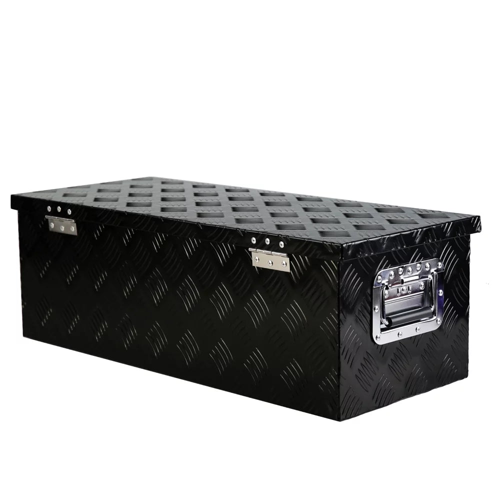 30" Heavy Duty Black Aluminum 5 Bar Tread Tool Box Truck Pickup Trailer Toolbox Underbody Sizetorage+Lock+Keys