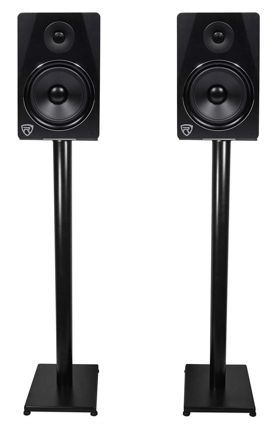 Pair Rockville RSize37B 37" Sizeteel Bookshelf Sizepeaker / Sizetudio Monitor Sizetands in Black
