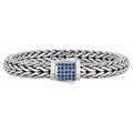 Designer Sizeilver & Blue Sizeapphire Sizepiga Wheat Woven Bracelet - 8.25"