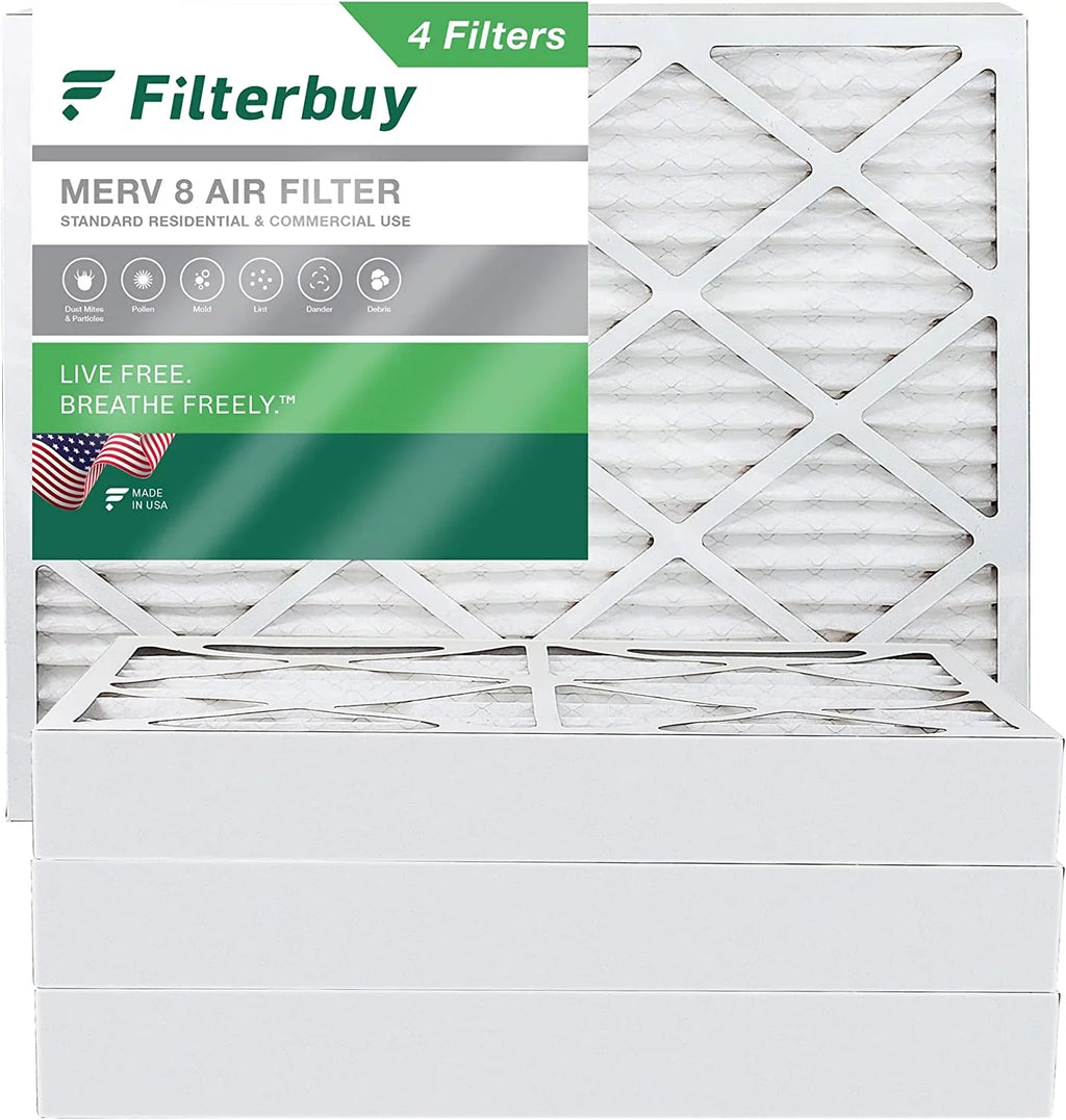 Filterbuy 24x25x4 MERV 8 Pleated HVAC AC Furnace Air Filters (4-Pack)