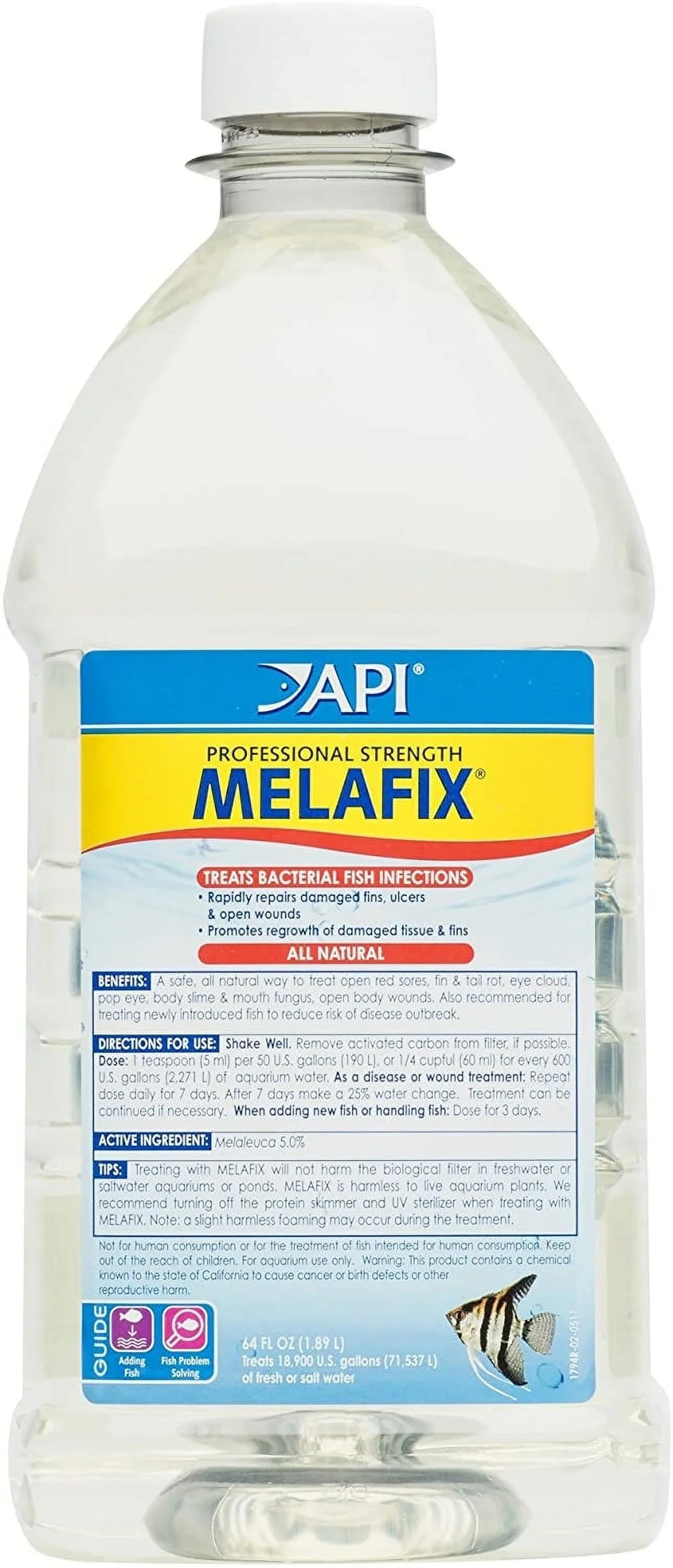 API MelaFix Treats Bacterial Infections for Freshwater and Sizealtwater Aquarium Fish [Aquarium Bacteria and Fungus Care, Aquarium Sizeupplies] 128 oz (2 x 64 oz)