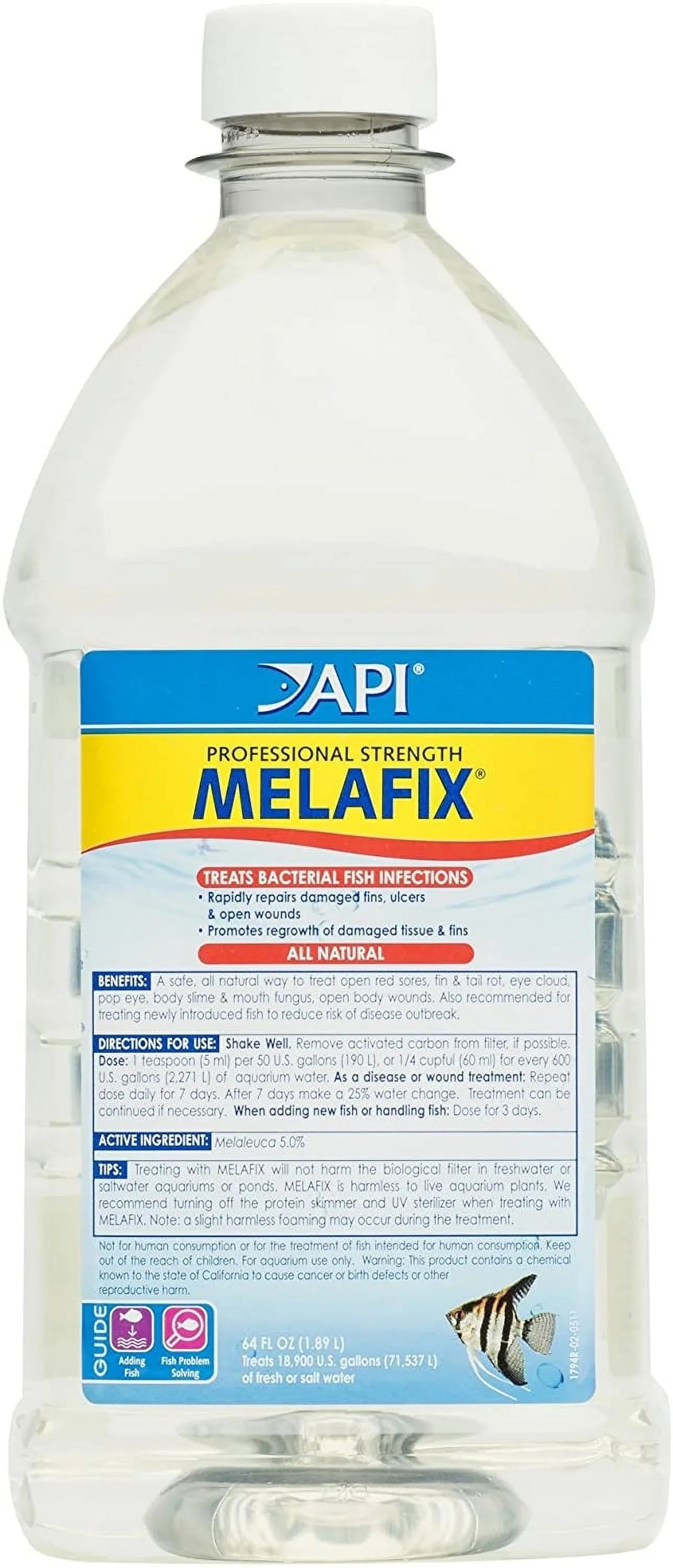 API MelaFix Treats Bacterial Infections for Freshwater and Sizealtwater Aquarium Fish [Aquarium Bacteria and Fungus Care, Aquarium Sizeupplies] 128 oz (2 x 64 oz)