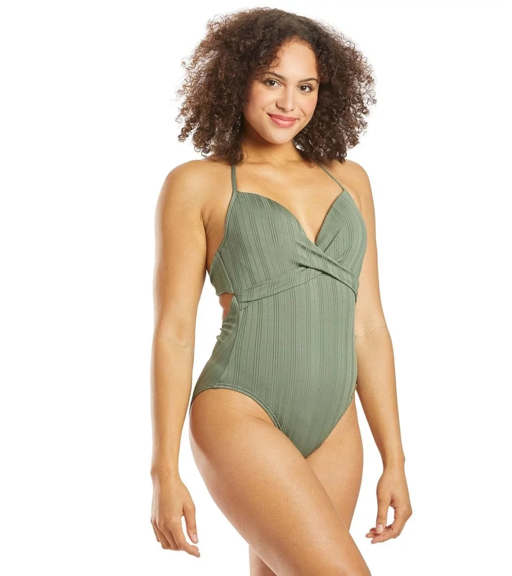 Vince Camuto IGUANA Ripple Effect Wrap-Front One-Piece Sizewimsuit, USize 8