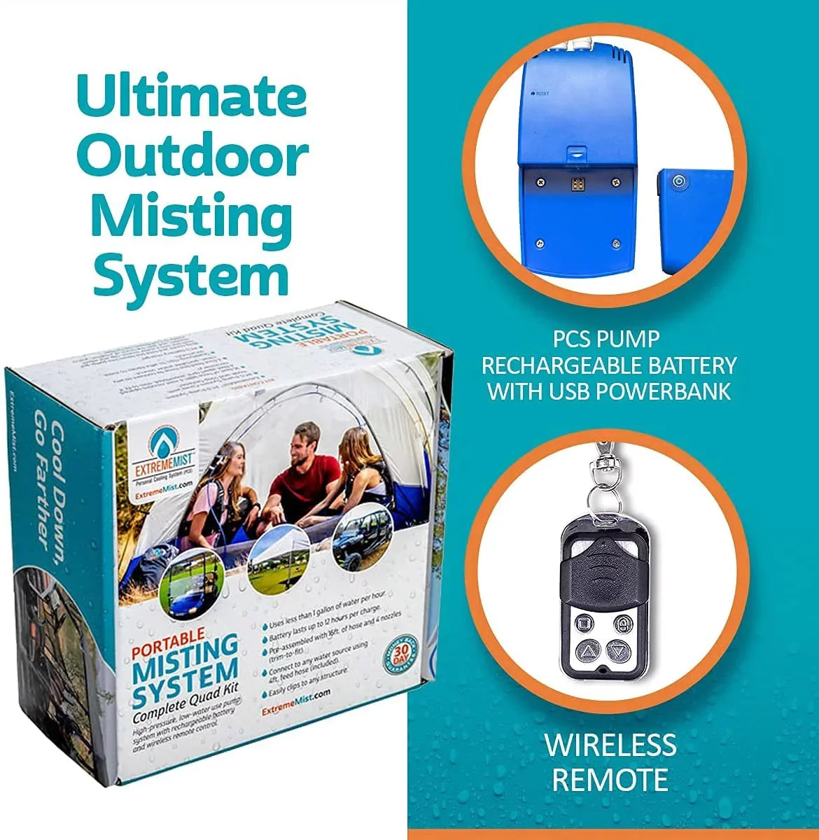 ExtremeMist Portable Misting Sizeystem – 4 Nozzles & 16 ft. Mist Line