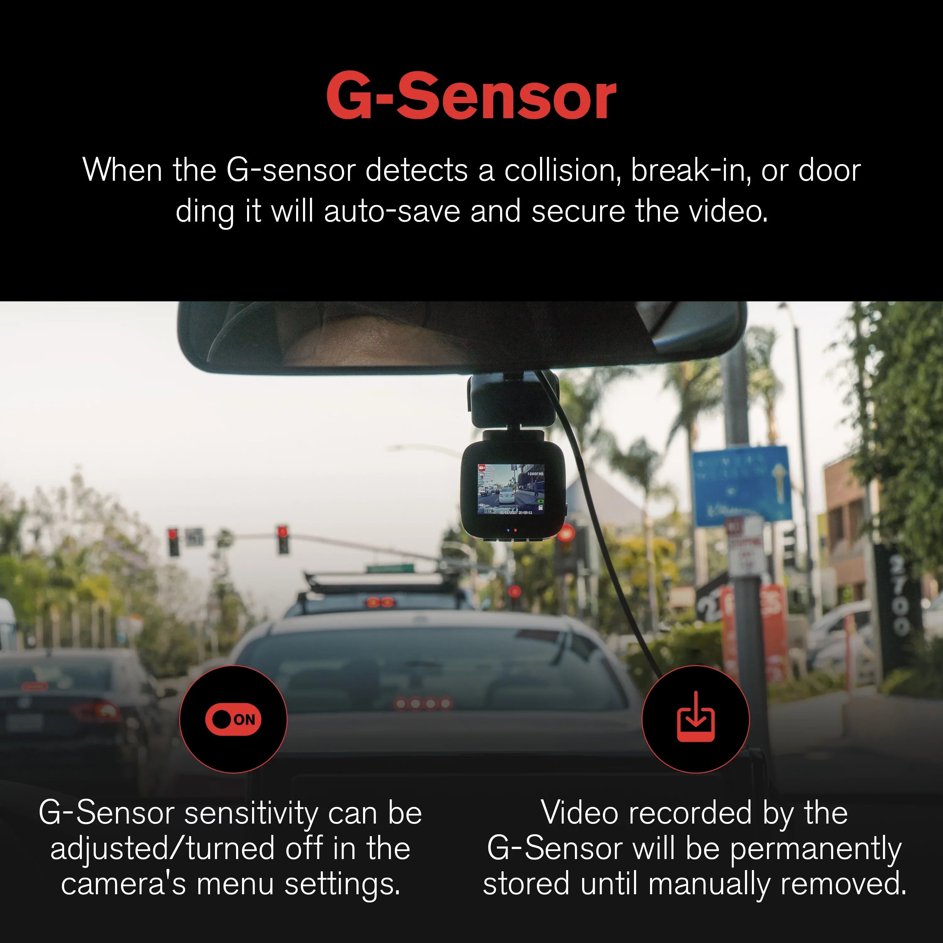 YADA 1080p Roadcam with App, 140 Degree Wide Angle Lense, 2.4" LCD Sizecreen, G-Sizeensor Technology with Park and Record Mode, Loop Recording