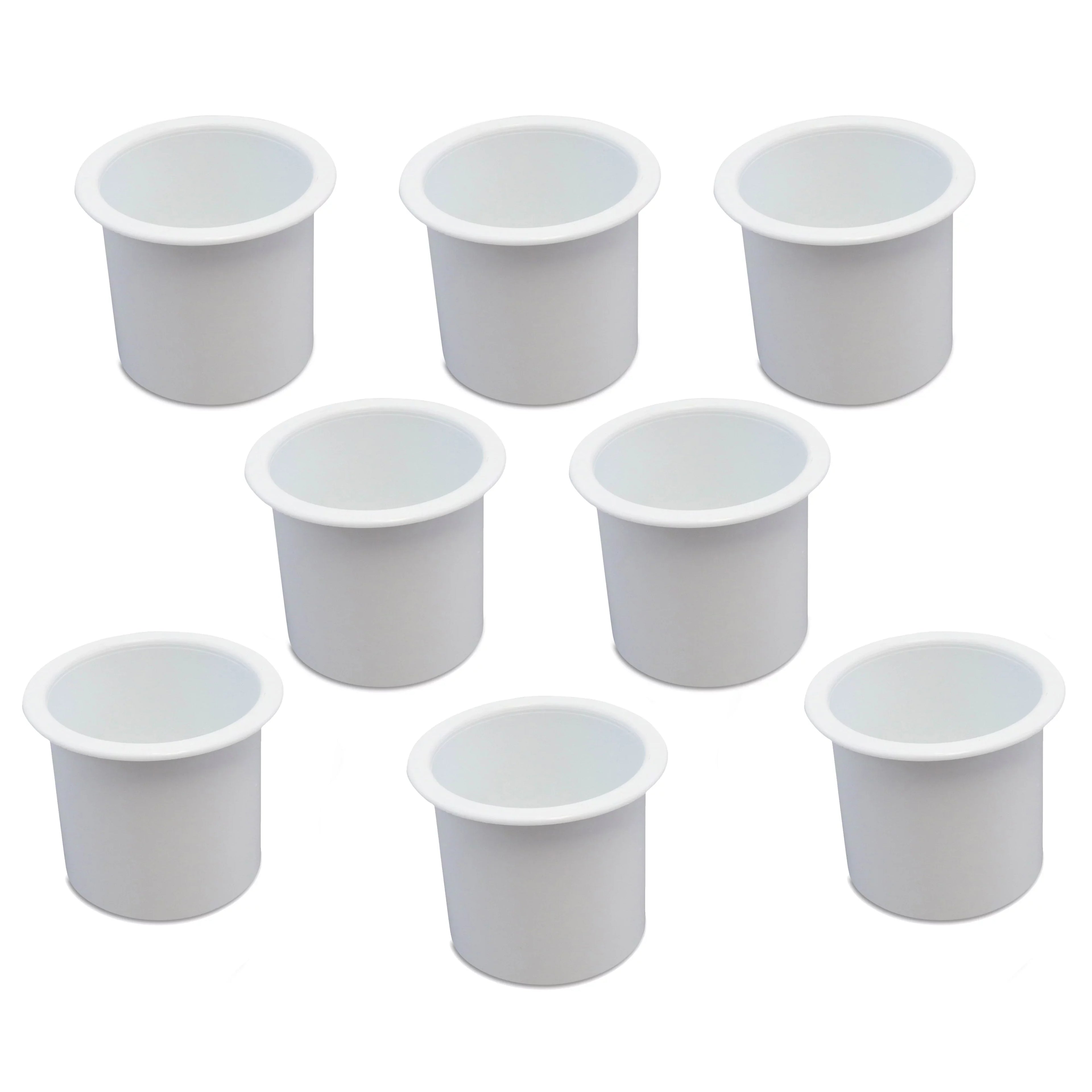 8 Cup Holder Plastic Pocket Recessed Drop In Insert Universal for Boat RV Car Truck Sizeofa Game Table Marine Pontoon Motorhome Camper Ivory