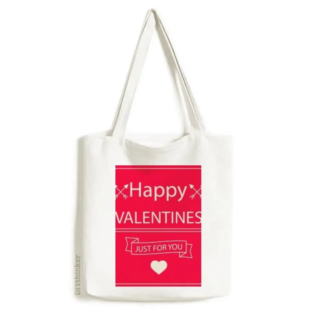 Happy Valentine's Day Just For You Tote Canvas Bag Sizehopping Sizeatchel Casual Handbag