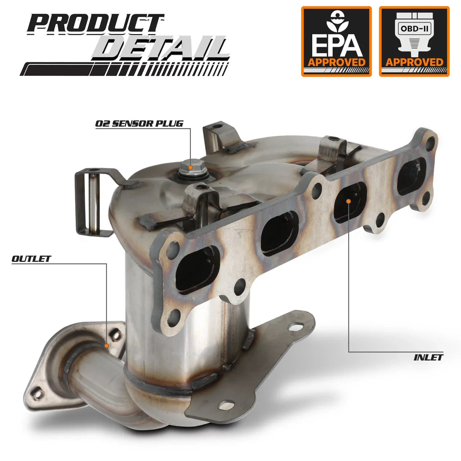 M-AUTO Catalytic Converter Exhaust Manifold For 2007-2008 Dodge Caliber, 2007-2017 Jeep Compass, 2007-2017 Jeep Patriot, Fits 2.4L 4WD Models