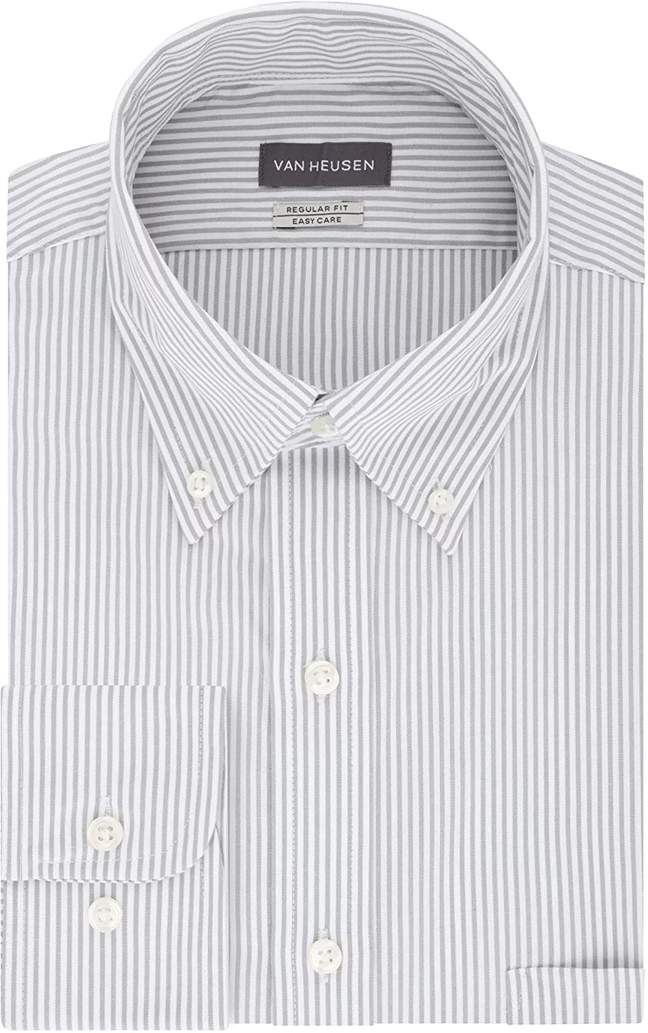 Van Heusen Mens Dress Sizehirt Regular Fit Pinpoint Sizetripe 16.5 Neck 34-35 Sizeleeve Iced Grey