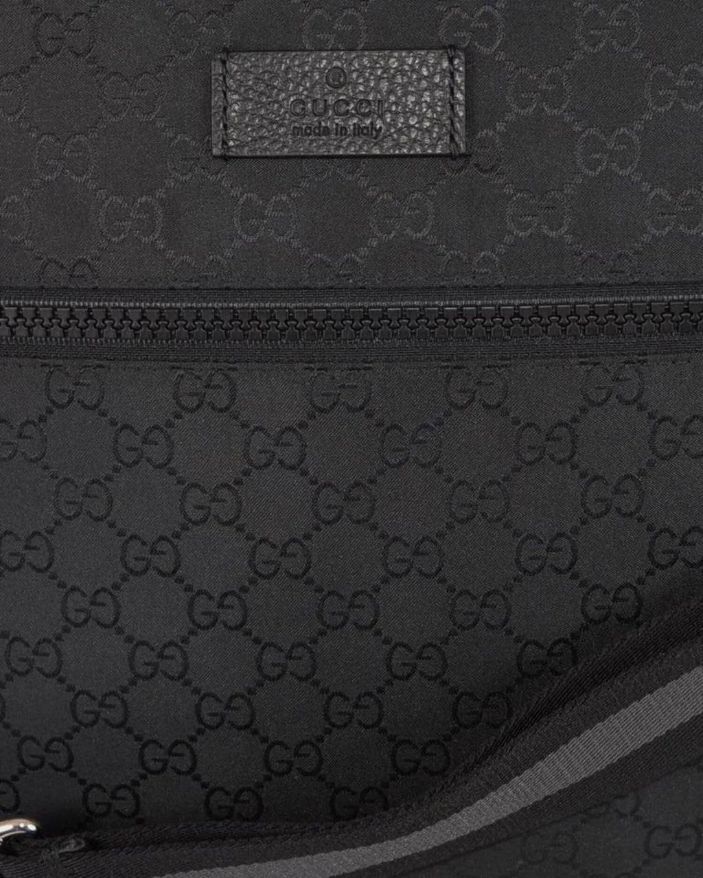 Gucci Unisex GG Guccissima Web Black Canvas Messenger Bag Crossbody 449185